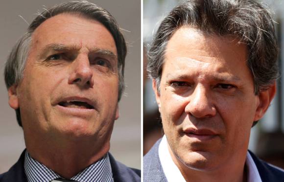 FILE PHOTO: A combination photo shows presidential candidates Bolsonaro and Haddad
